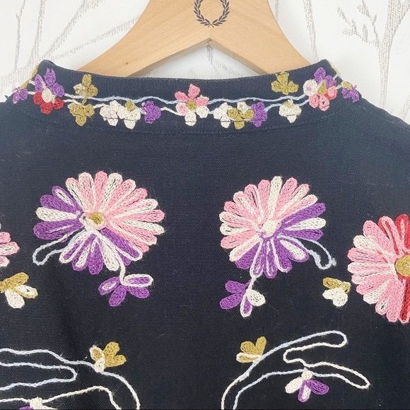 VINTAGE 90’s TAKE TWO Black Heavily Embroidered Jacket Blazer Medium 100% Cotton - Picture 7 of 14